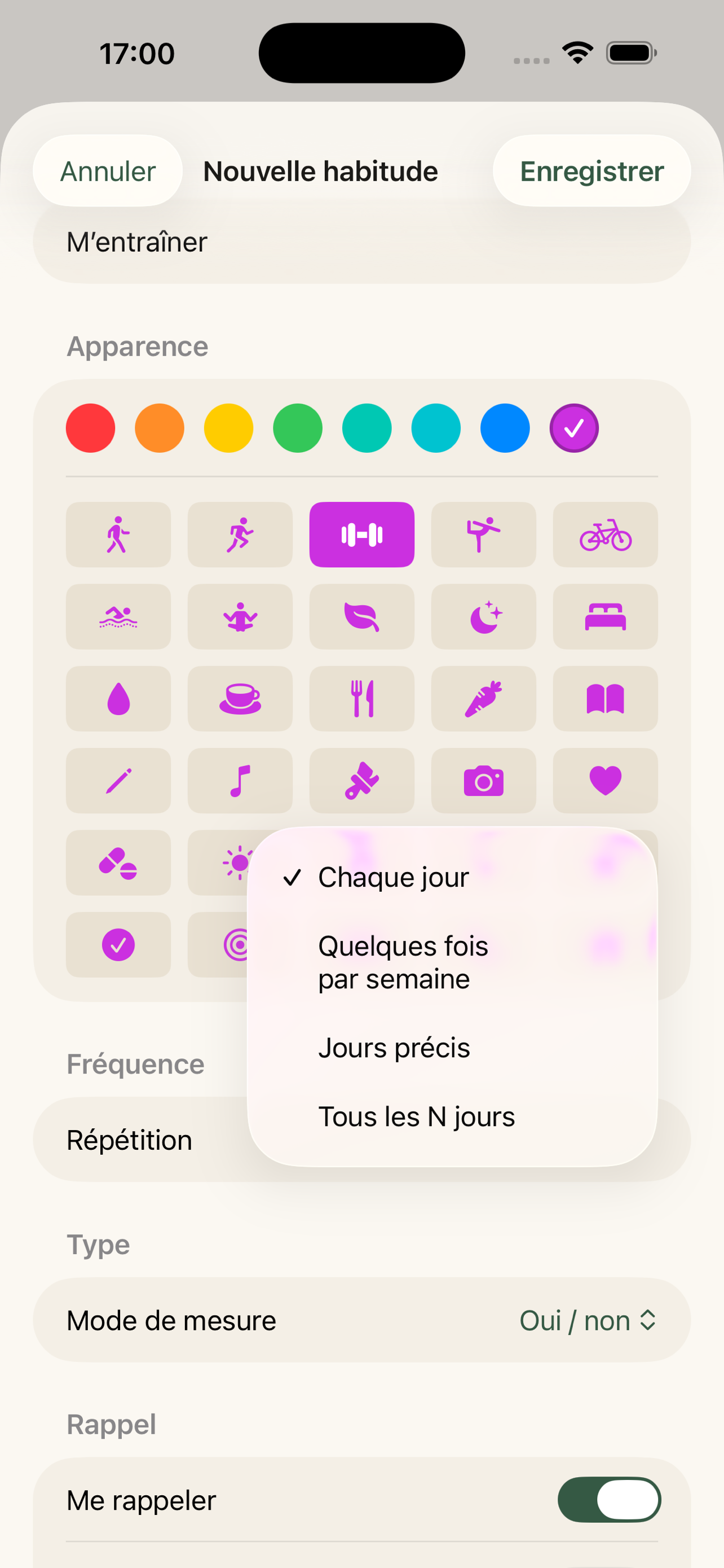 Formulaire de création d'habitude